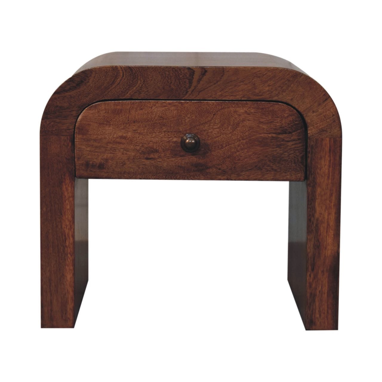 Mid-Century Modern Honey Caramel Darcy Nightstand - Solid Mango Wood Bedside Table for Bedroom - product view 2 showing...