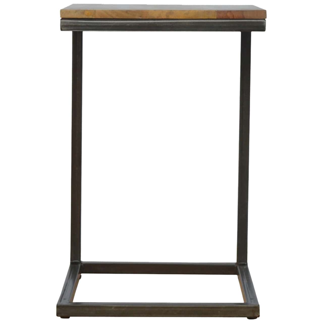 Mid-Century Modern Industrial End Table - Solid Mango Wood Side Table for Living Room - product view 7 showing...