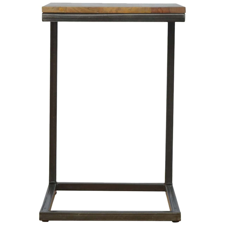 Mid-Century Modern Industrial End Table - Solid Mango Wood Side Table for Living Room - product view 7 showing...