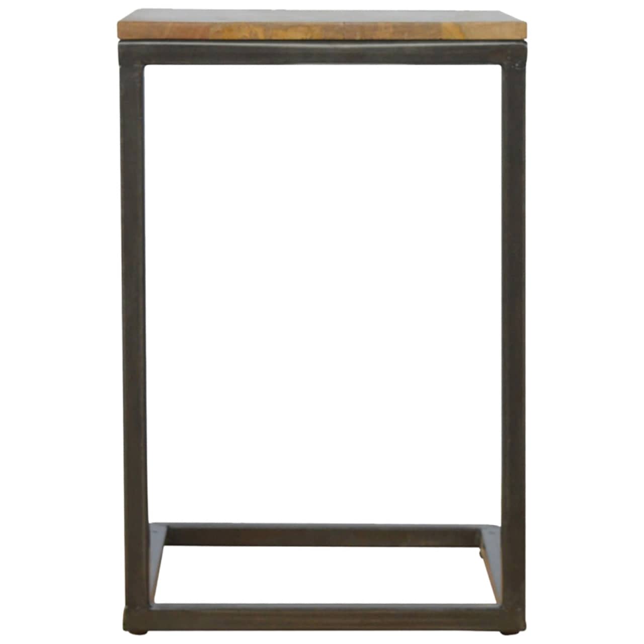 Mid-Century Modern Industrial End Table - Solid Mango Wood Side Table for Living Room - product view 6 showing...