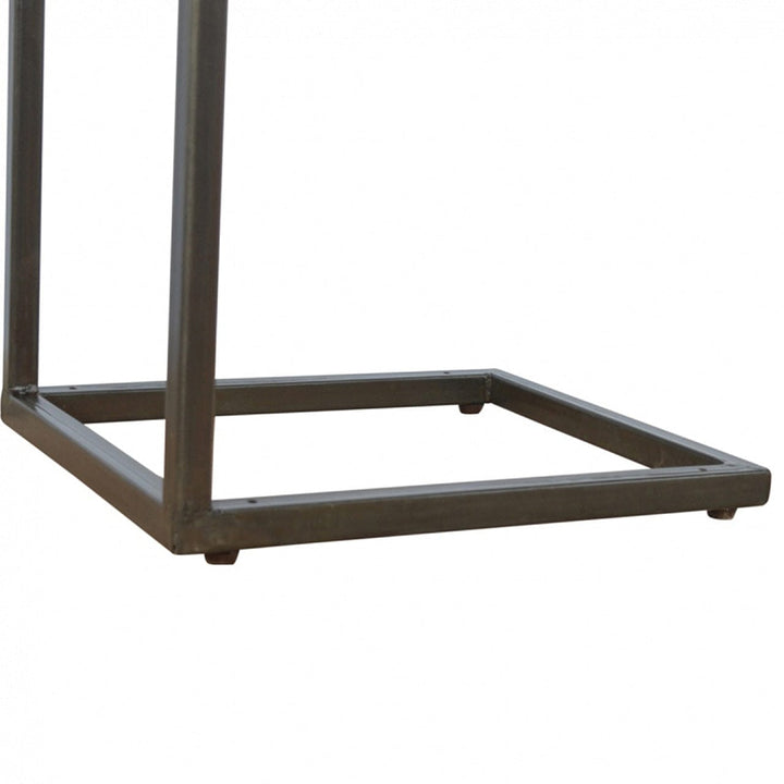 Mid-Century Modern Industrial End Table - Solid Mango Wood Side Table for Living Room - product view 5 showing...