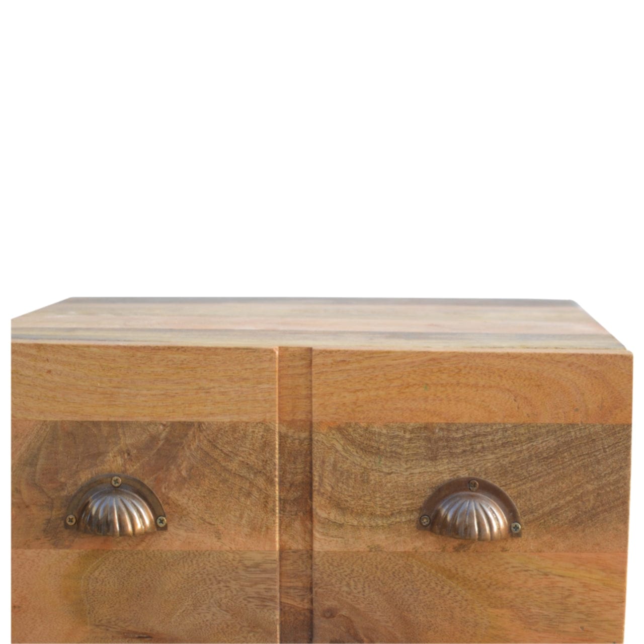 Mid-Century Modern Iron Base Nightstand - Solid Mango Wood Bedside Table for Bedroom - product view 5 showing handcrafted...