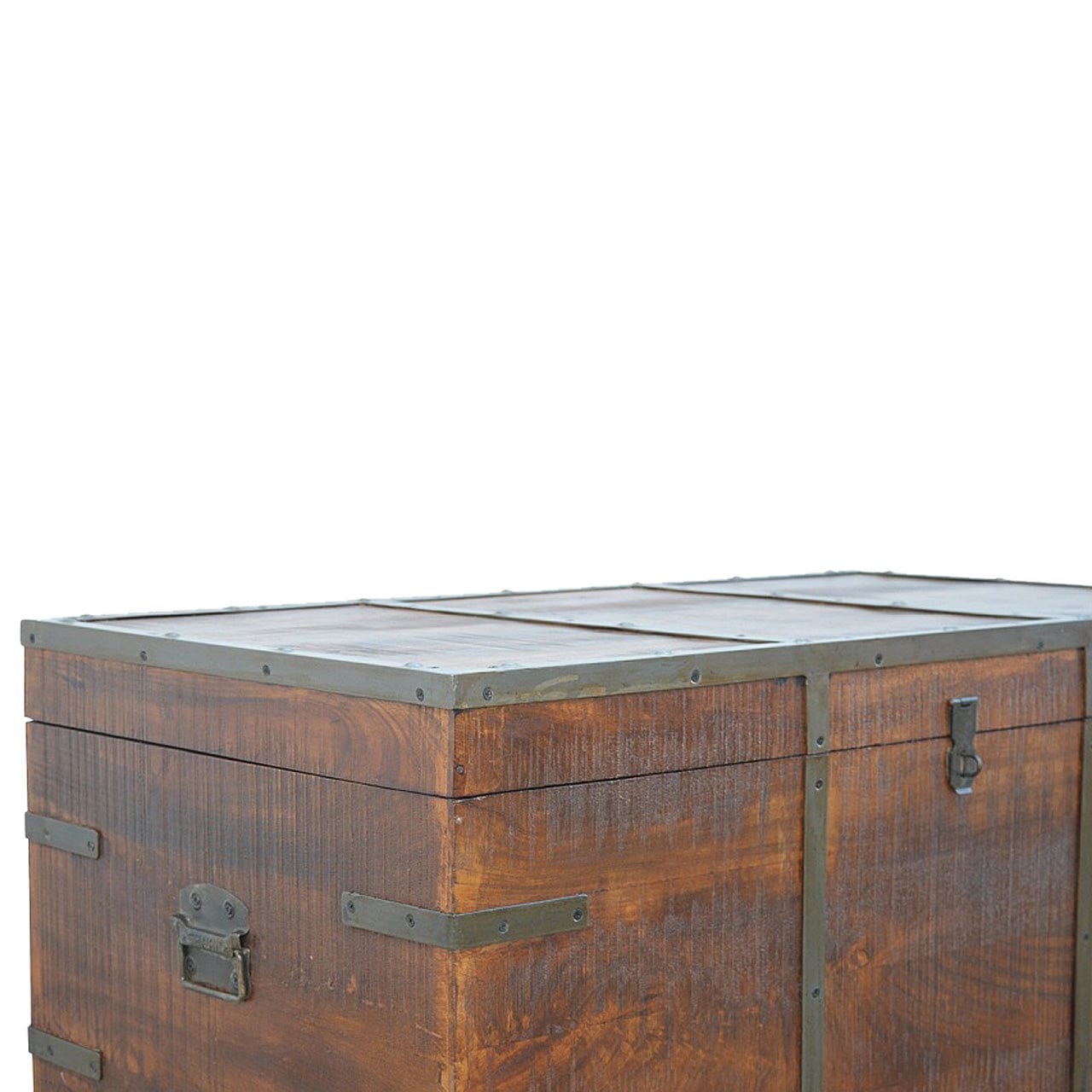 Mid-Century Modern Iron Storage Box - Solid Mango Wood Storage Container for Home - product view 7 showing handcrafted...