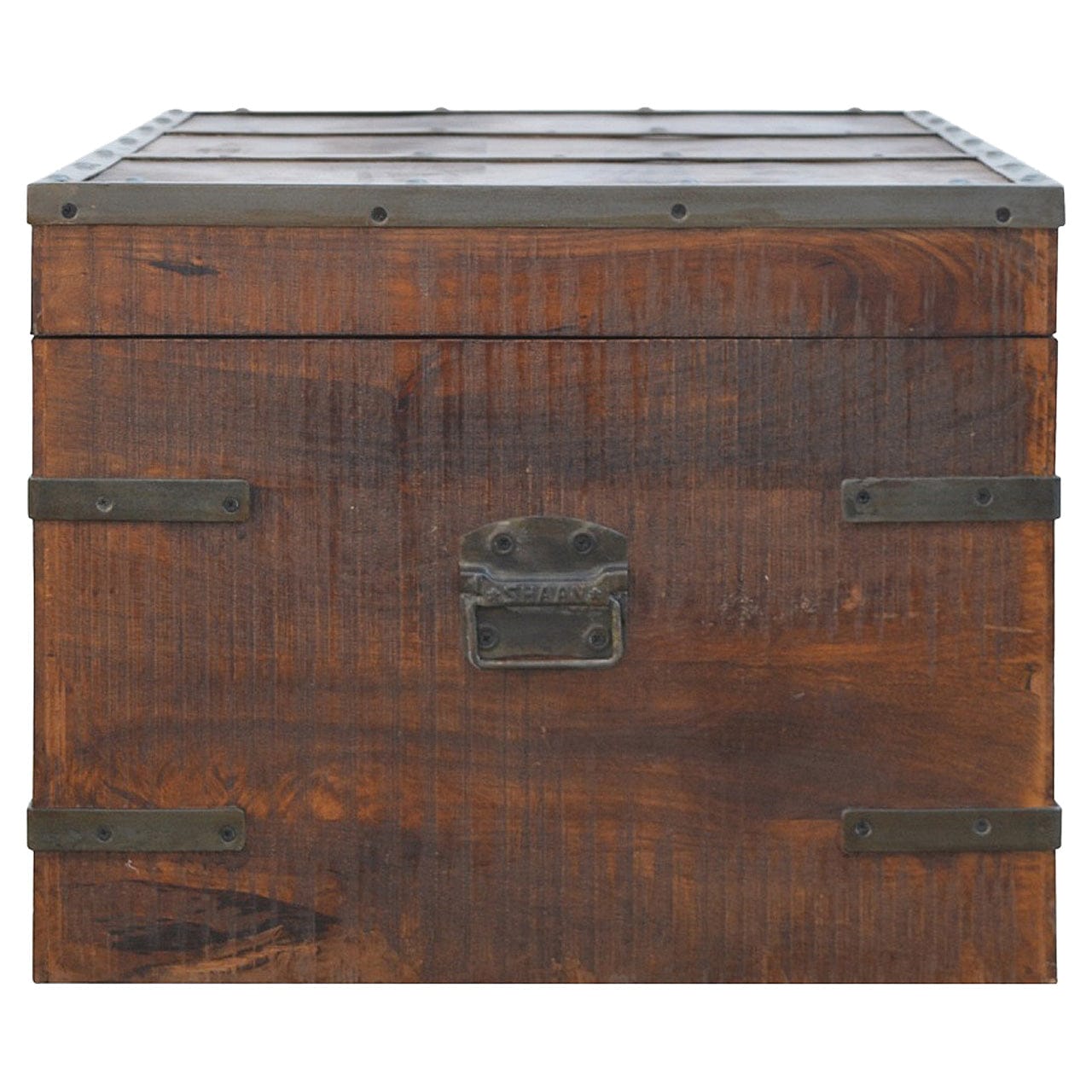 Mid-Century Modern Iron Storage Box - Solid Mango Wood Storage Container for Home - product view 6 showing handcrafted...