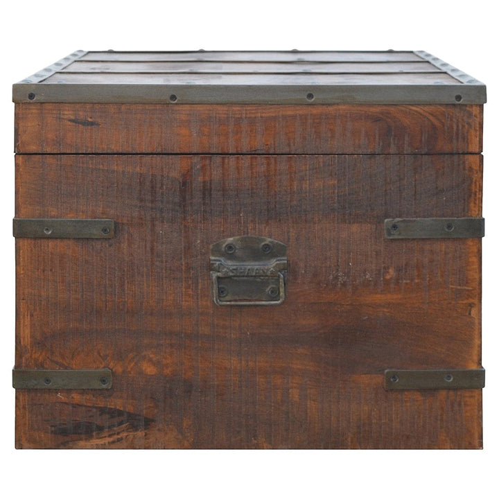 Mid-Century Modern Iron Storage Box - Solid Mango Wood Storage Container for Home - product view 6 showing handcrafted...