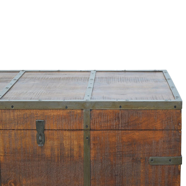 Mid-Century Modern Iron Storage Box - Solid Mango Wood Storage Container for Home - product view 3 showing handcrafted...