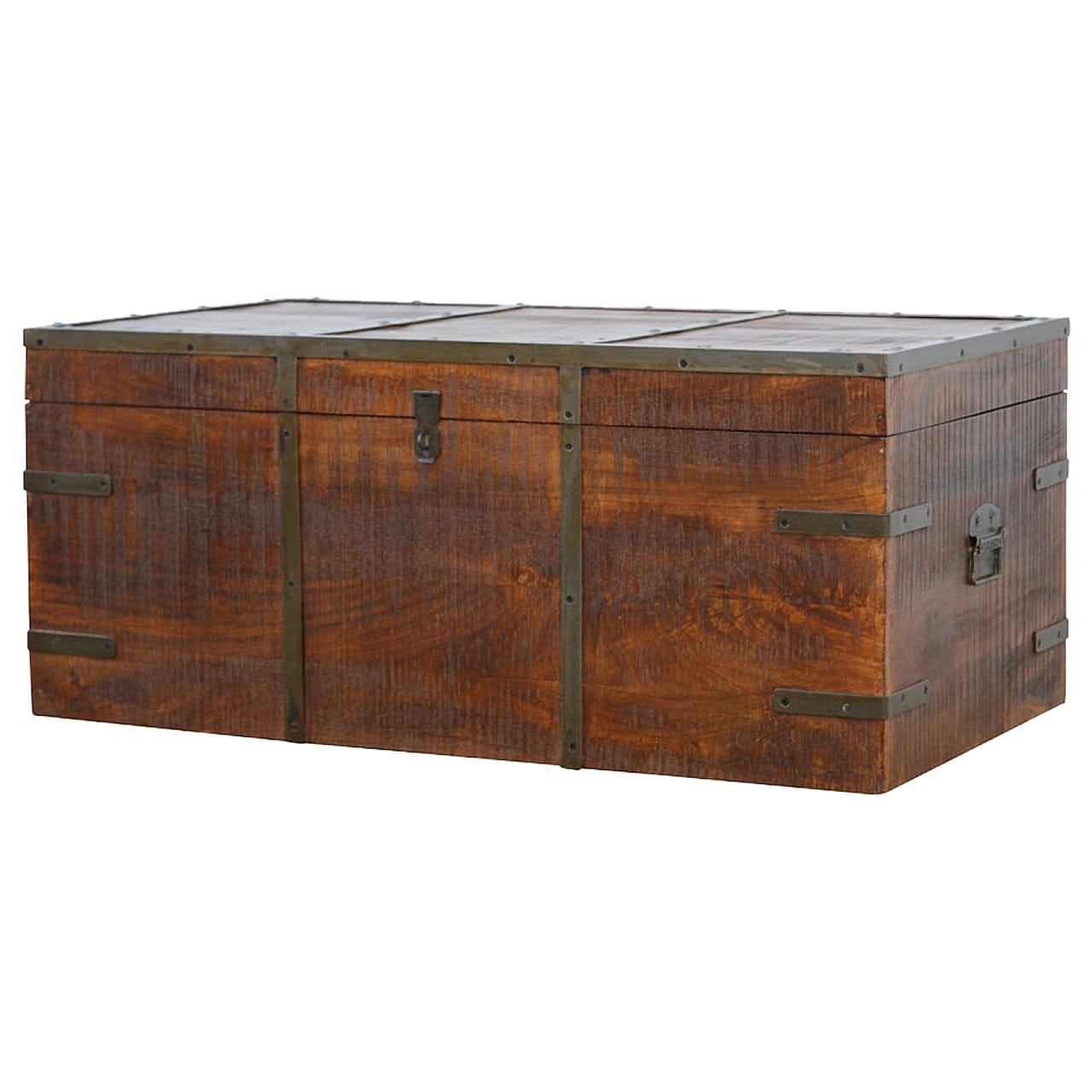 Mid-Century Modern Iron Storage Box - Solid Mango Wood Storage Container for Home - product view 2 showing handcrafted...