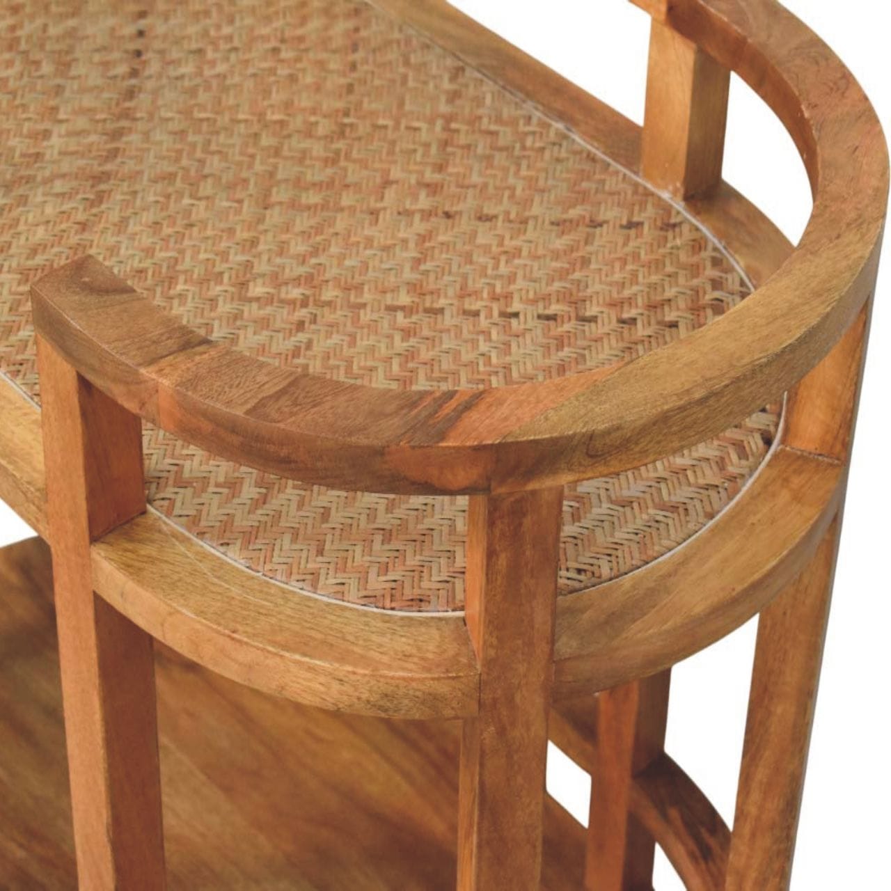Mid-Century Modern Isla Curved Butler Console - Entryway & Hallway Table in Solid Mango Wood - product view 6 showing...