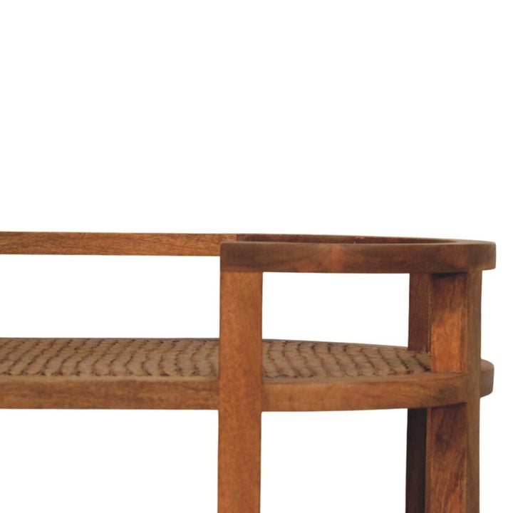 Mid-Century Modern Isla Curved Butler Console - Entryway & Hallway Table in Solid Mango Wood - product view 4 showing...