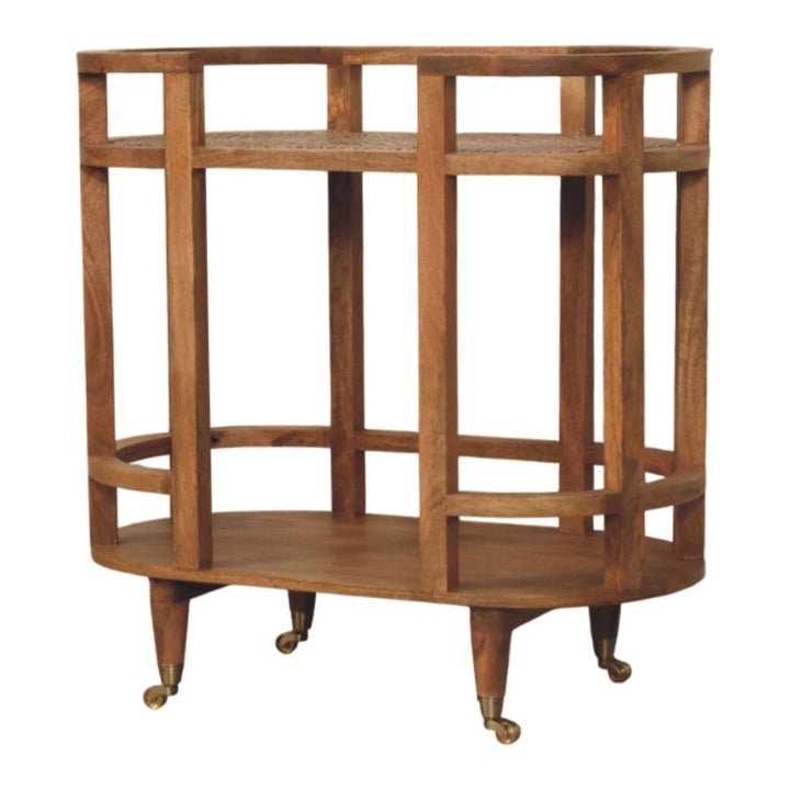 Mid-Century Modern Isla Curved Butler Console - Entryway & Hallway Table in Solid Mango Wood - product view 3 showing...