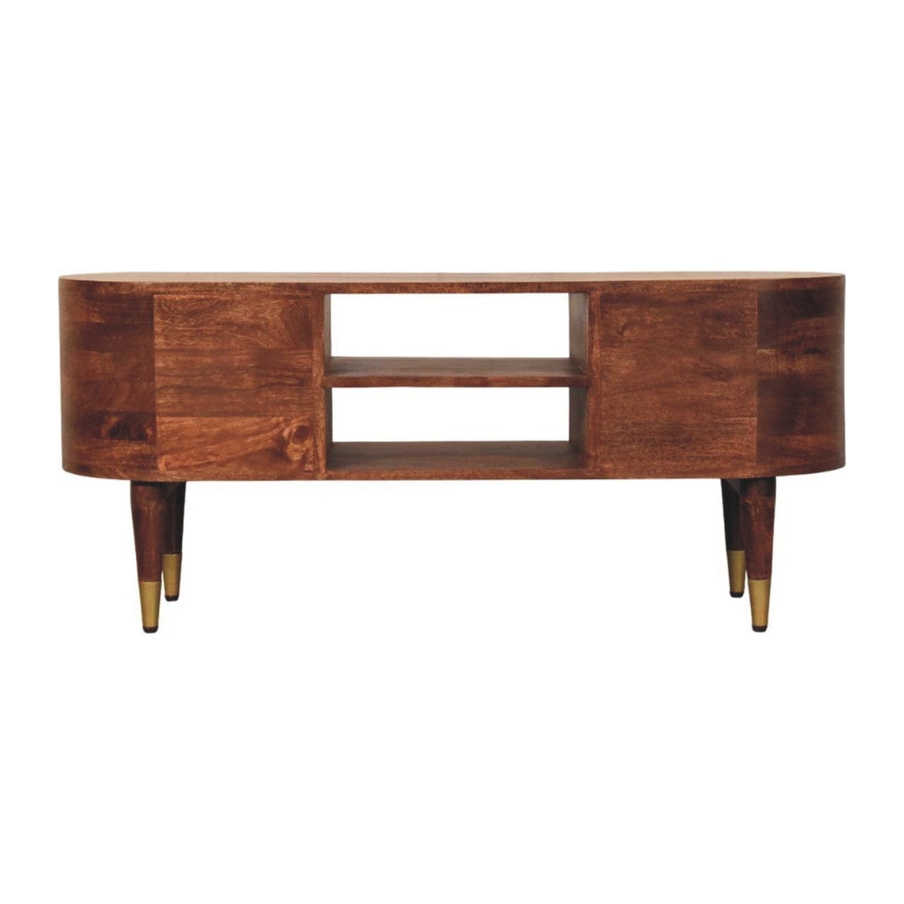 Mid-Century Modern Jetson Curve TV Stand - Solid Mango Wood Media Console for Living Room - product view 9 showing...