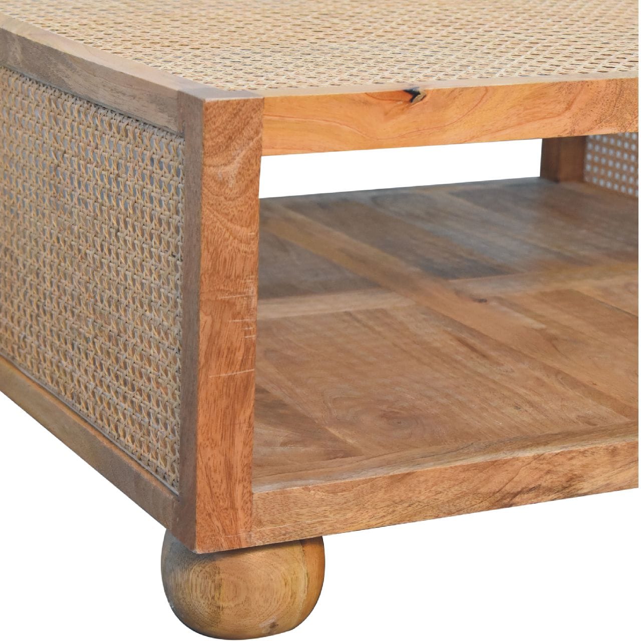 Mid-Century Modern Larissa Coffee Table - Solid Mango Wood Center Table for Living Room - product view 5 showing...