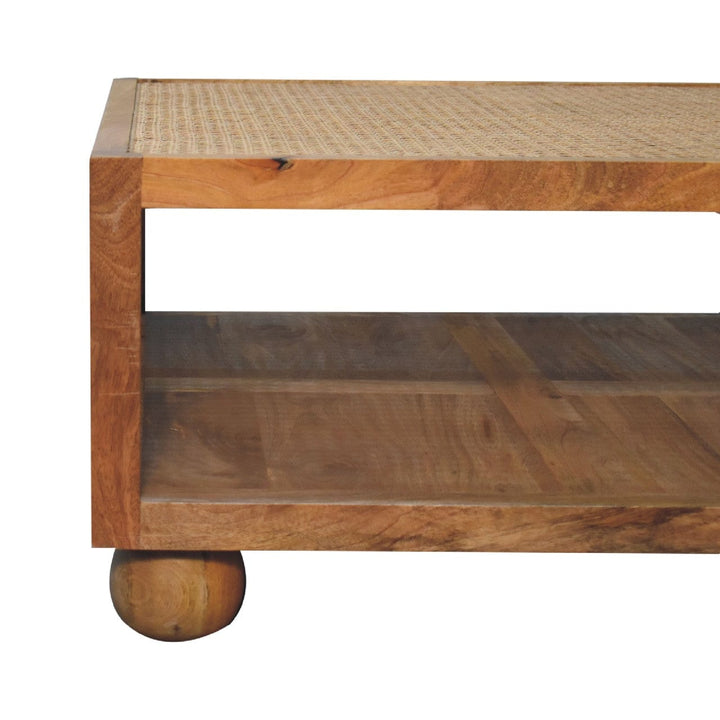 Mid-Century Modern Larissa Coffee Table - Solid Mango Wood Center Table for Living Room - product view 3 showing...