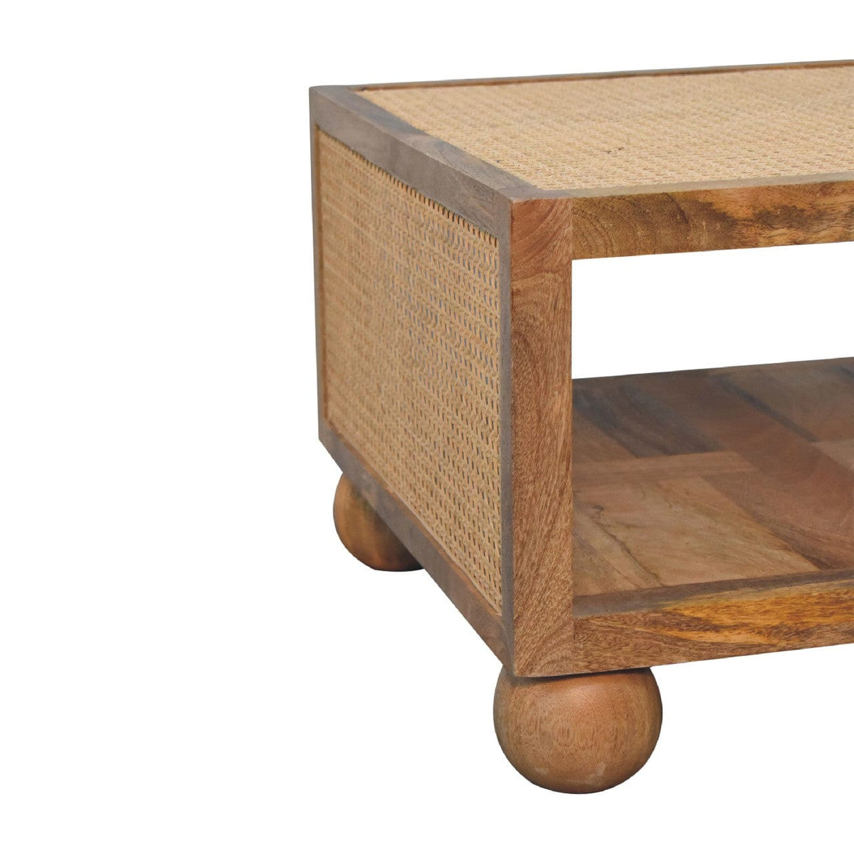 Mid-Century Modern Larissa Coffee Table - Solid Mango Wood Center Table for Living Room - product view 7 showing...