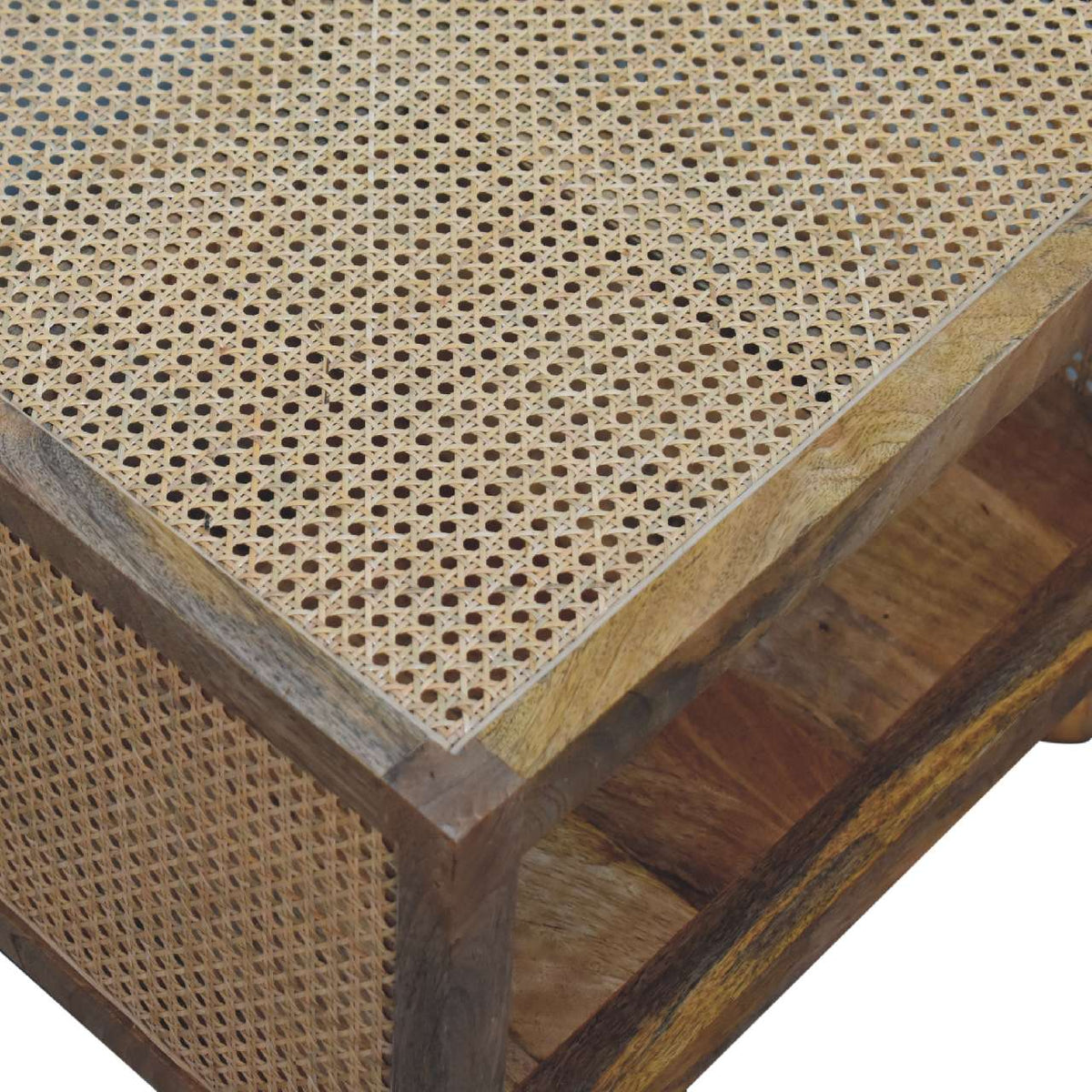 Mid-Century Modern Larissa Coffee Table - Solid Mango Wood Center Table for Living Room - product view 4 showing...