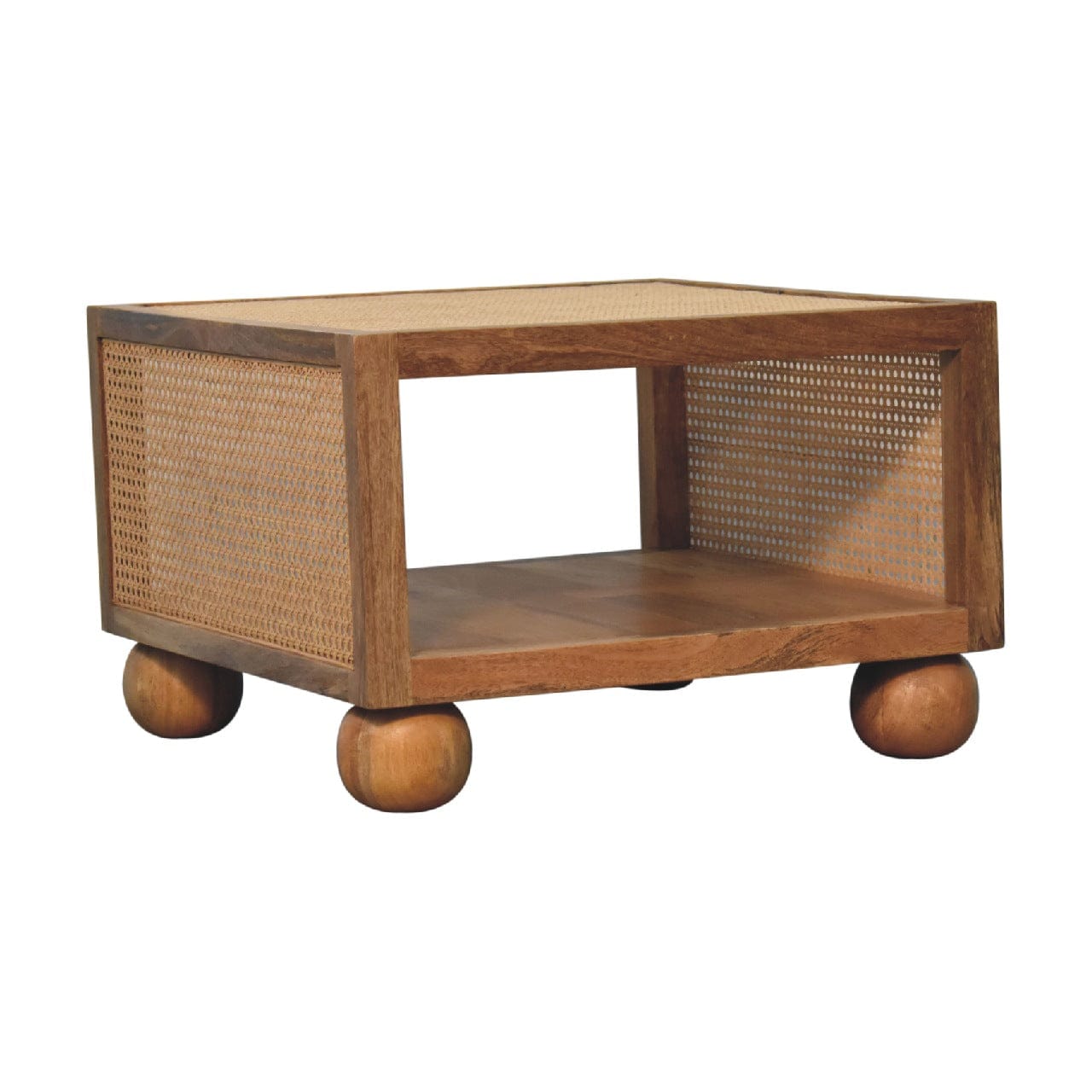 Mid-Century Modern Larissa Coffee Table - Solid Mango Wood Center Table for Living Room - product view 2 showing...