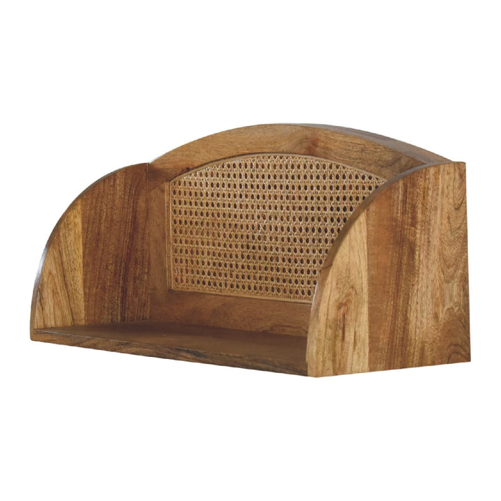 Mid-Century Modern Larissa Open Floating Shelf - Solid Mango Wood Wall Shelf for Living Room - product view 8 showing...