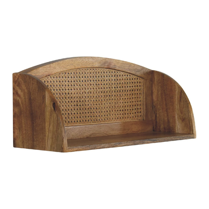 Mid-Century Modern Larissa Open Floating Shelf - Solid Mango Wood Wall Shelf for Living Room - product view 7 showing...
