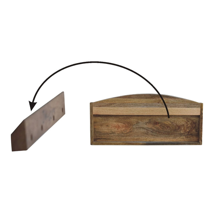 Mid-Century Modern Larissa Open Floating Shelf - Solid Mango Wood Wall Shelf for Living Room - product view 6 showing...