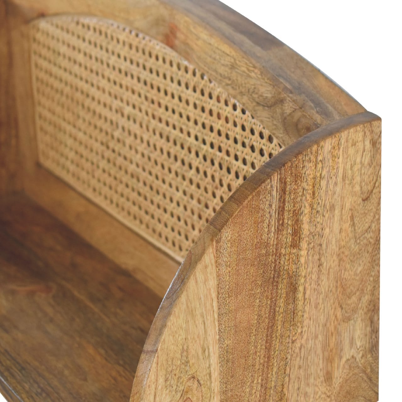 Mid-Century Modern Larissa Open Floating Shelf - Solid Mango Wood Wall Shelf for Living Room - product view 3 showing...