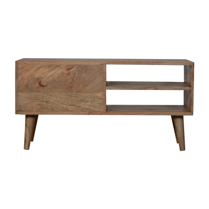 Mid-Century Modern Larrisa TV Stand - Solid Mango Wood Entertainment Center for Living Room - product view 8 showing...