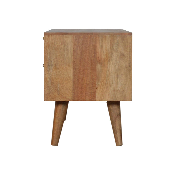 Mid-Century Modern Larrisa TV Stand - Solid Mango Wood Entertainment Center for Living Room - product view 7 showing...