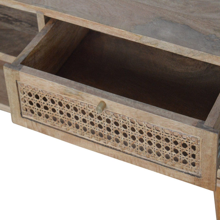 Mid-Century Modern Larrisa TV Stand - Solid Mango Wood Entertainment Center for Living Room - product view 6 showing...