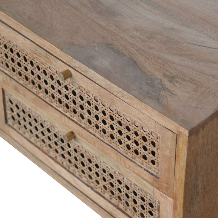 Mid-Century Modern Larrisa TV Stand - Solid Mango Wood Entertainment Center for Living Room - product view 4 showing...