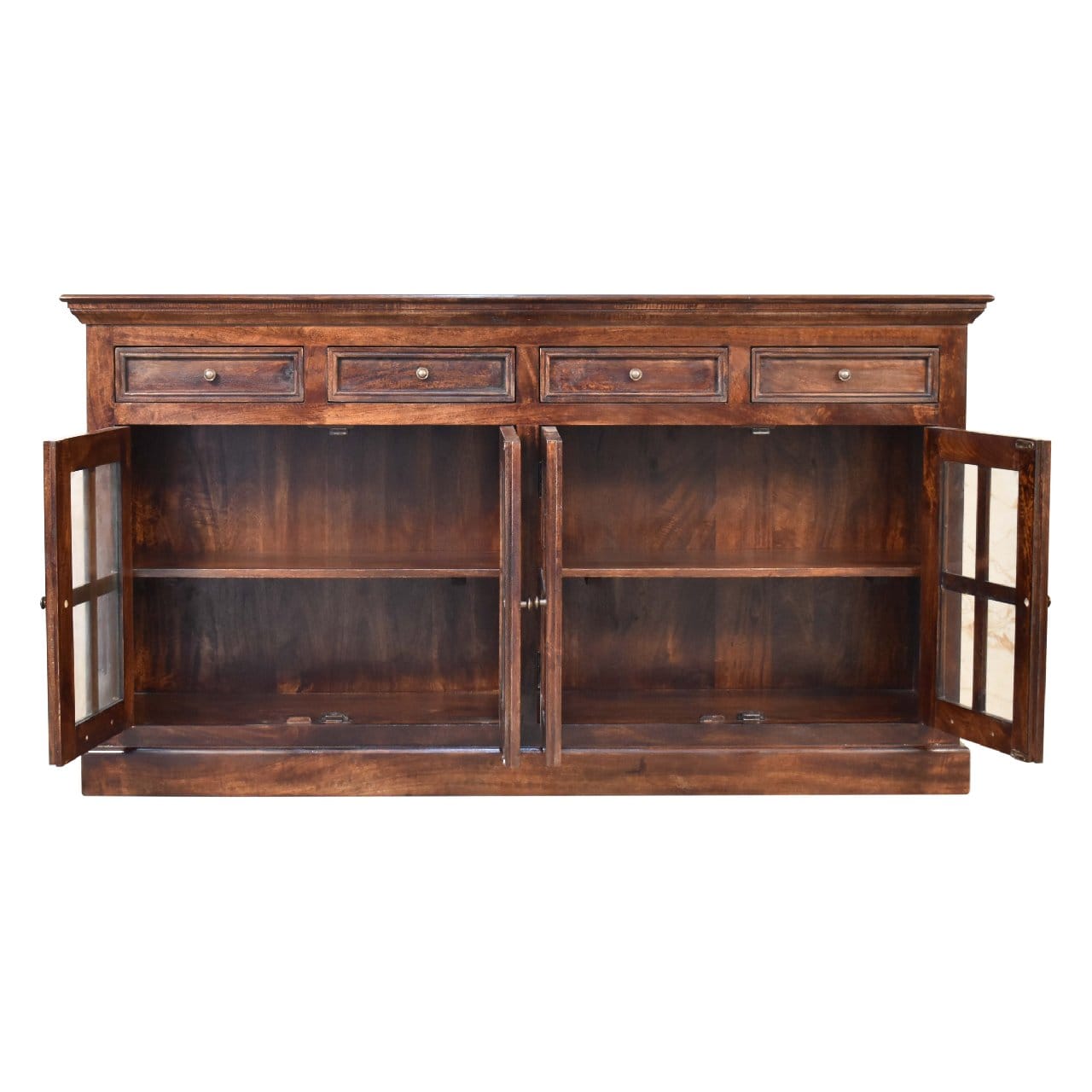 Mid-Century Modern Light Walnut Glazed Sideboard - Solid Mango Wood Buffet Cabinet for Dining Room - product view 7...