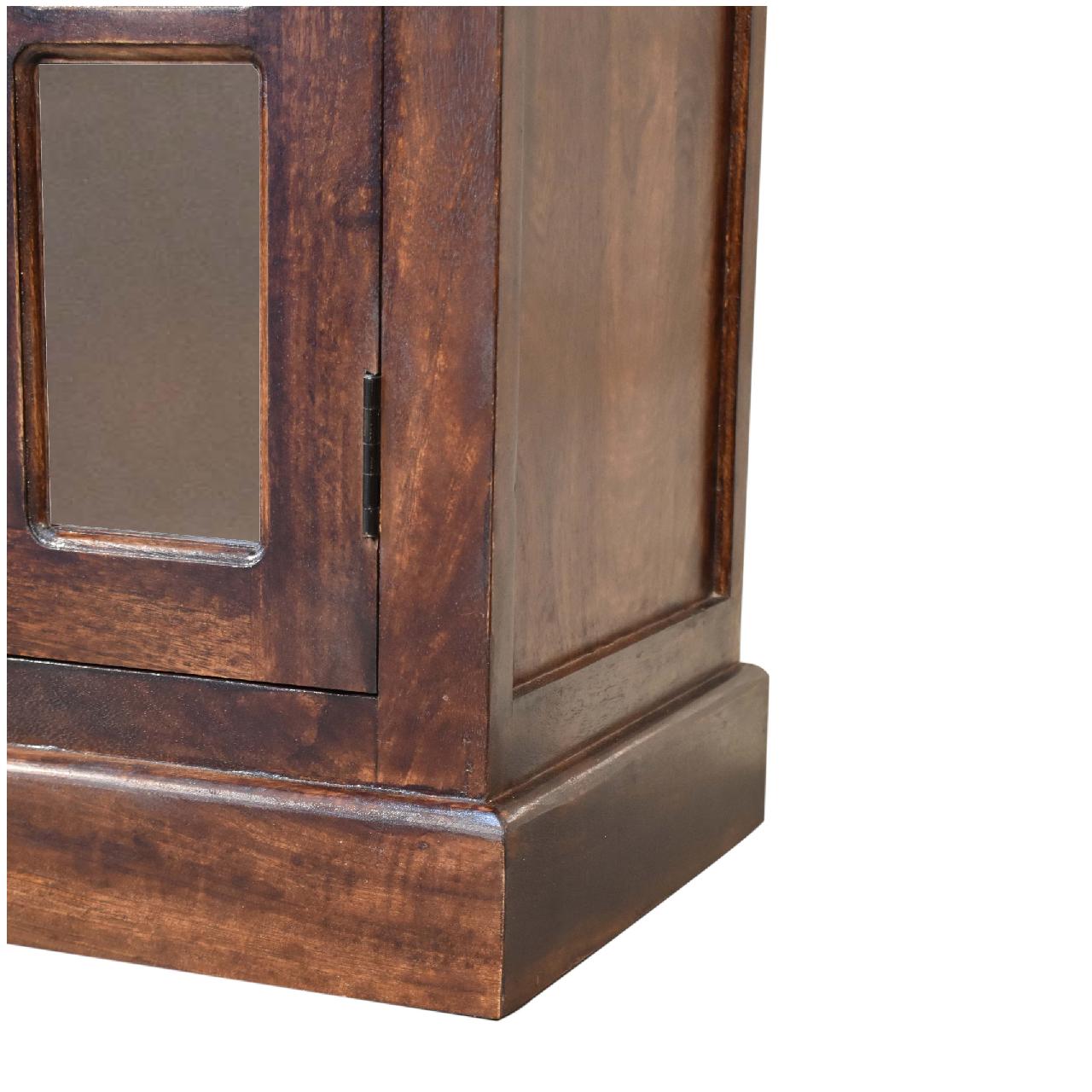 Mid-Century Modern Light Walnut Glazed Sideboard - Solid Mango Wood Buffet Cabinet for Dining Room - product view 6...