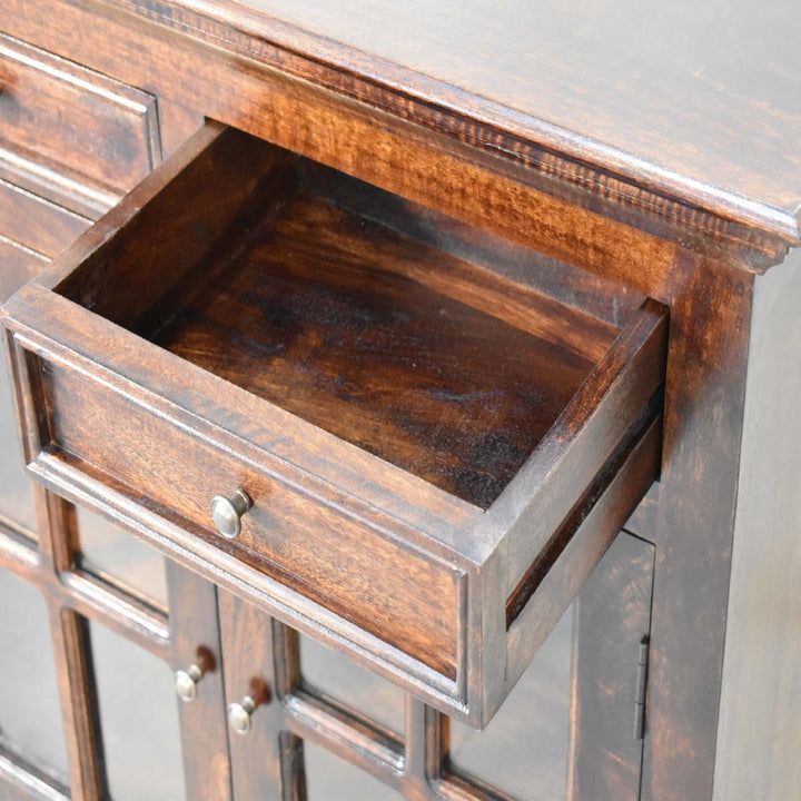 Mid-Century Modern Light Walnut Glazed Sideboard - Solid Mango Wood Buffet Cabinet for Dining Room - product view 5...