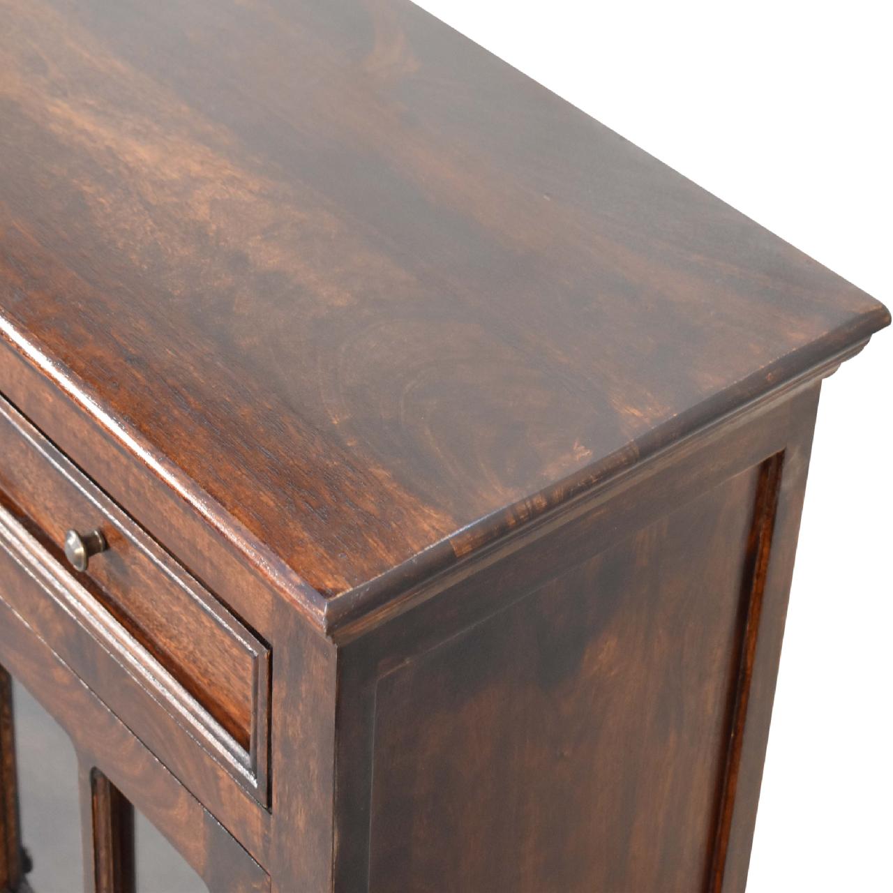 Mid-Century Modern Light Walnut Glazed Sideboard - Solid Mango Wood Buffet Cabinet for Dining Room - product view 4...
