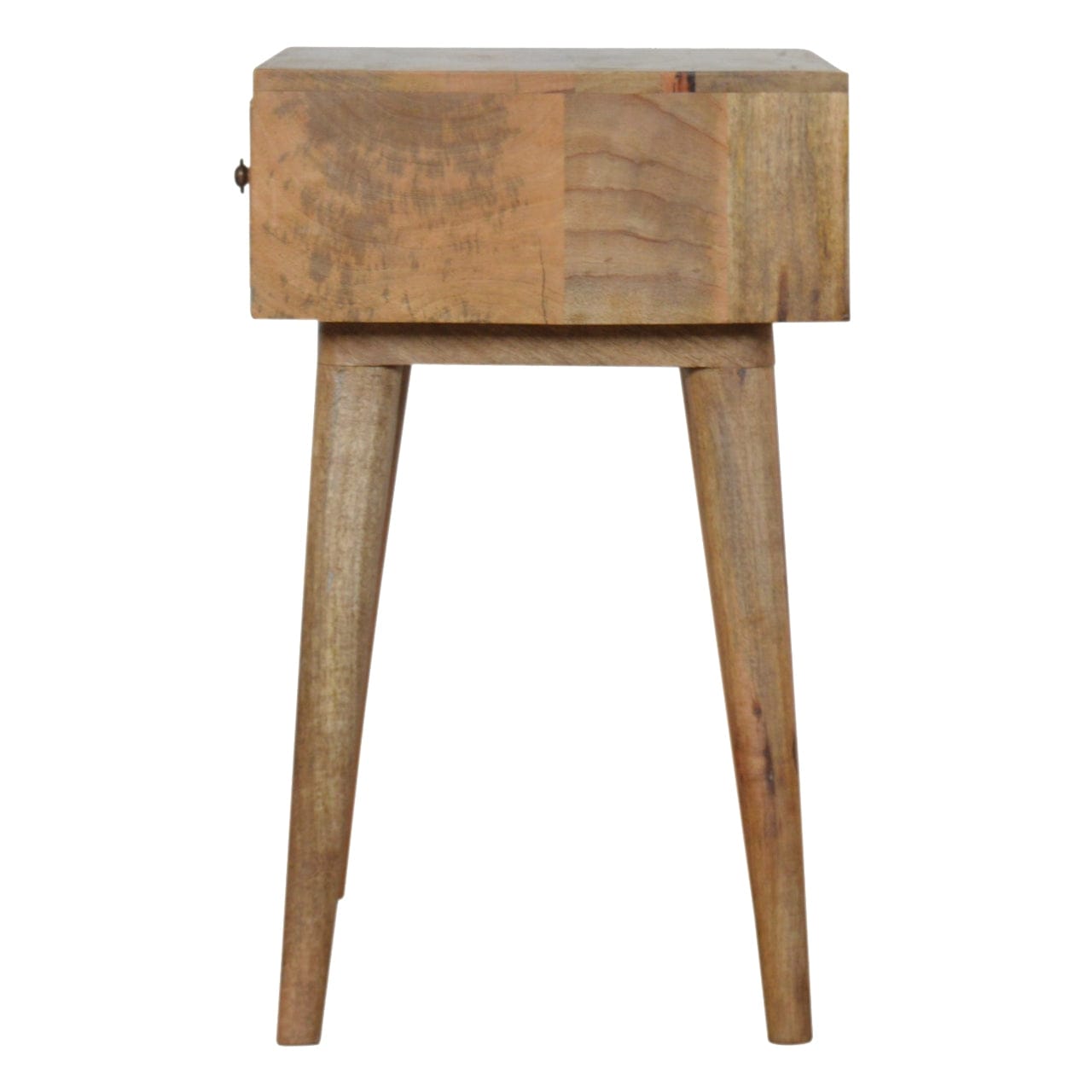 Mid-Century Modern Lille Nightstand - Solid Mango Wood Bedside Table for Bedroom - product view 7 showing handcrafted...