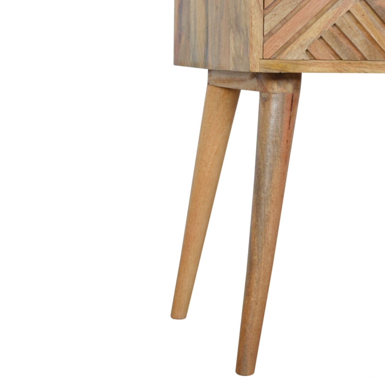 Mid-Century Modern Lille Nightstand - Solid Mango Wood Bedside Table for Bedroom - product view 6 showing handcrafted...