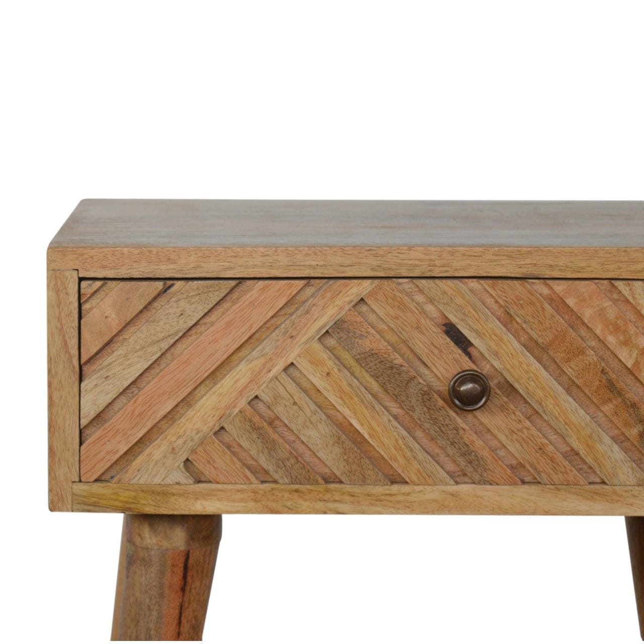 Mid-Century Modern Lille Nightstand - Solid Mango Wood Bedside Table for Bedroom - product view 4 showing handcrafted...