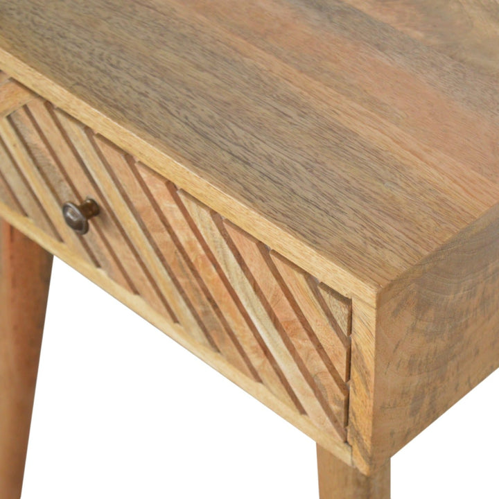 Mid-Century Modern Lille Nightstand - Solid Mango Wood Bedside Table for Bedroom - product view 3 showing handcrafted...