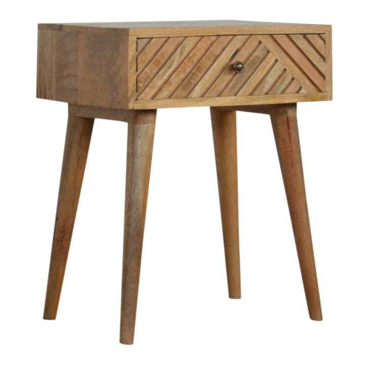Mid-Century Modern Lille Nightstand - Solid Mango Wood Bedside Table for Bedroom - main view showing handcrafted solid...