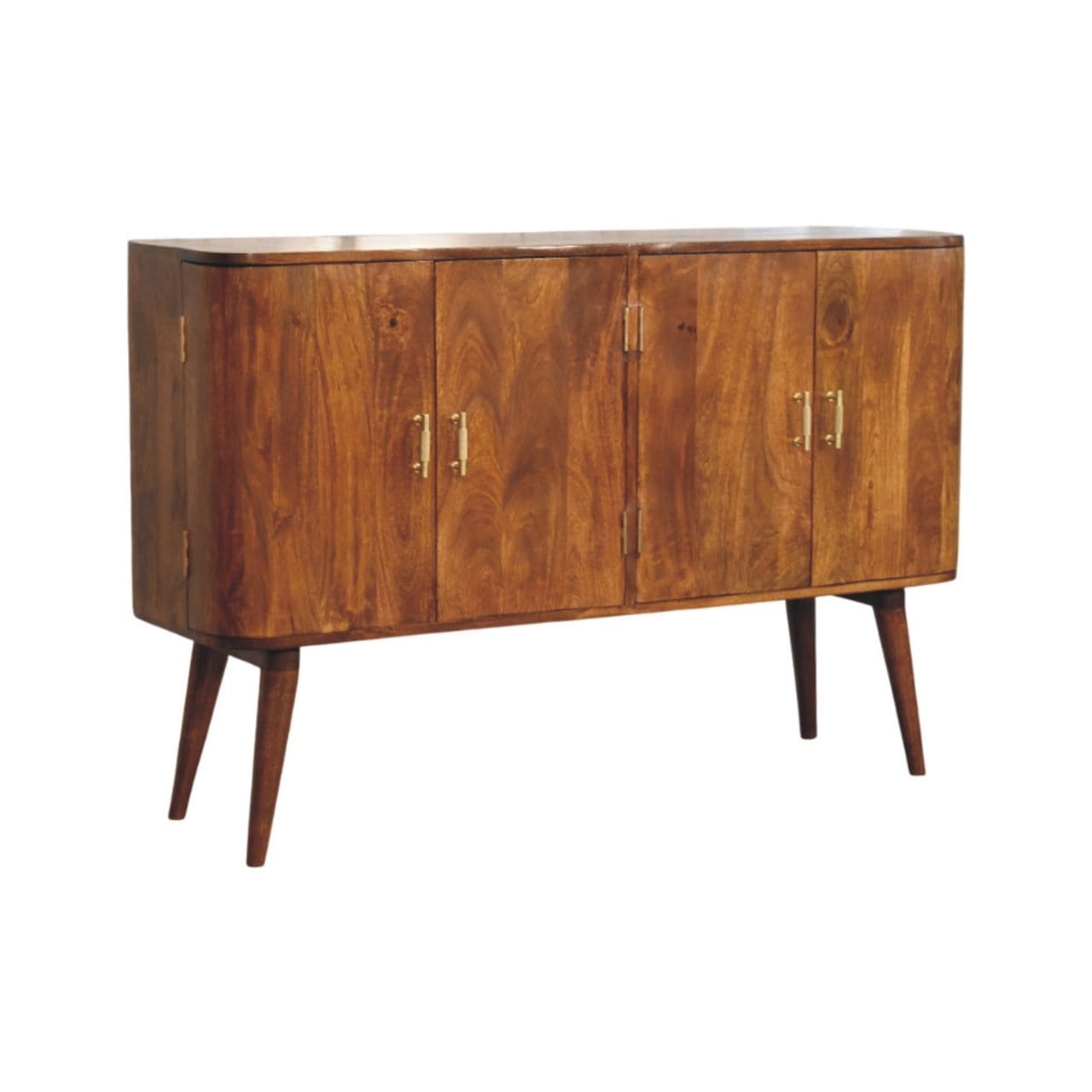 Mid-Century Modern Linden Sideboard - Solid Mango Wood Buffet Cabinet for Dining Room - product view 4 showing...