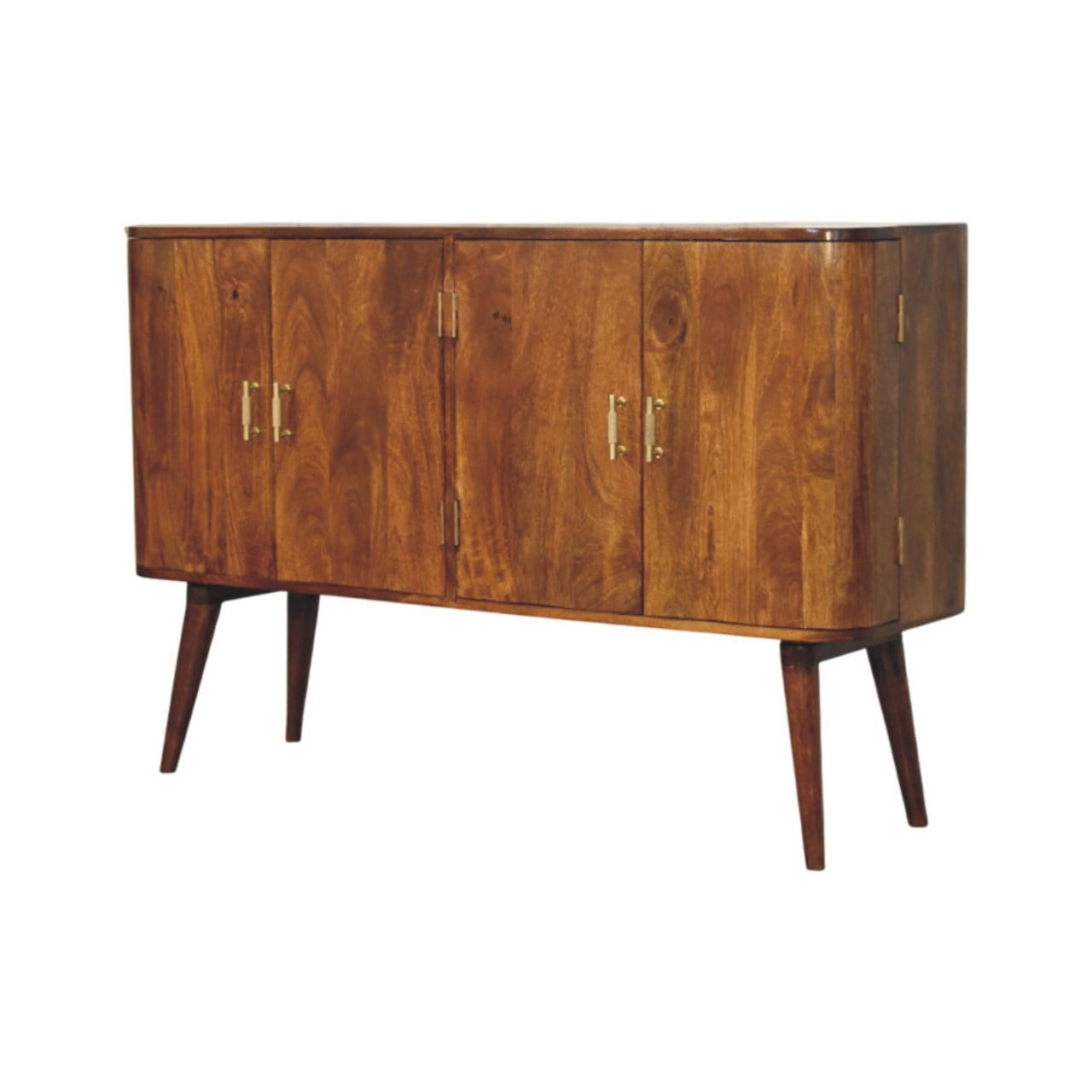 Mid-Century Modern Linden Sideboard - Solid Mango Wood Buffet Cabinet for Dining Room - product view 3 showing...