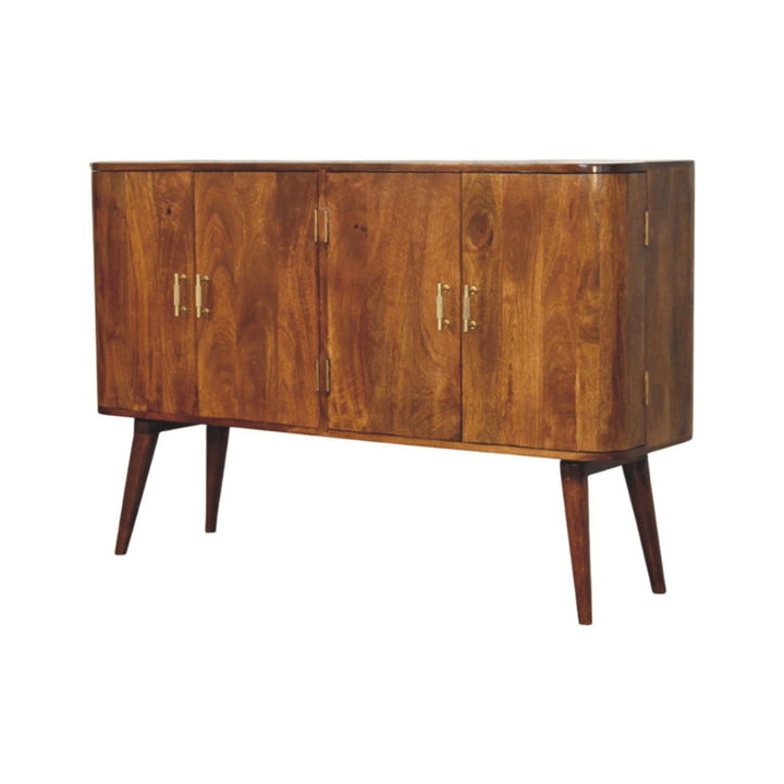 Mid-Century Modern Linden Sideboard - Solid Mango Wood Buffet Cabinet for Dining Room - product view 3 showing...