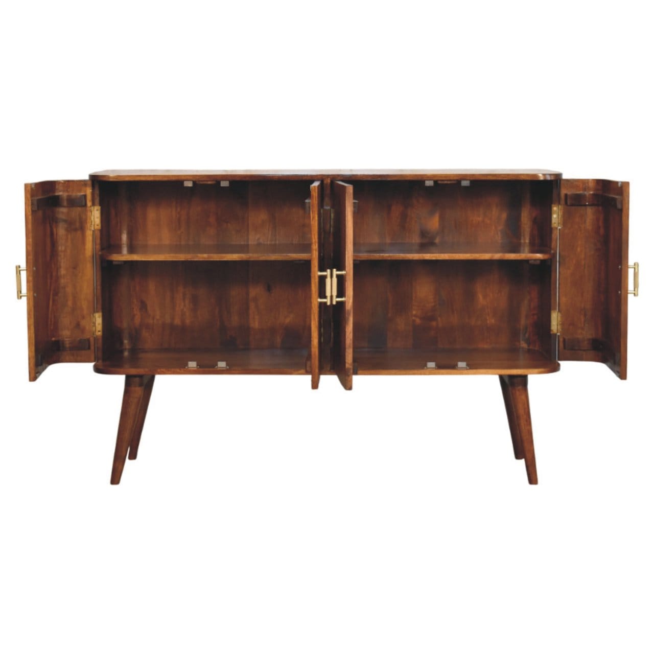 Mid-Century Modern Linden Sideboard - Solid Mango Wood Buffet Cabinet for Dining Room - product view 2 showing...