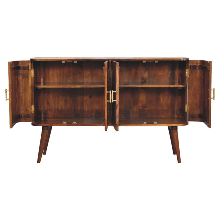 Mid-Century Modern Linden Sideboard - Solid Mango Wood Buffet Cabinet for Dining Room - product view 2 showing...