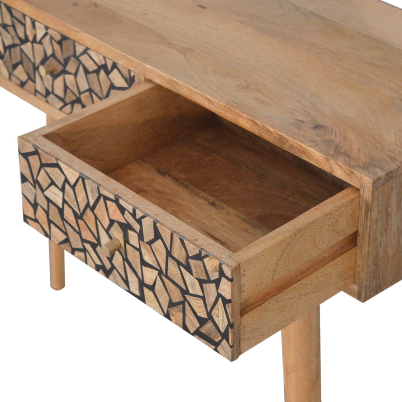Mid-Century Modern Lisbon Console Table - Solid Mango Wood Hallway Console for Entryway - product view 5 showing...