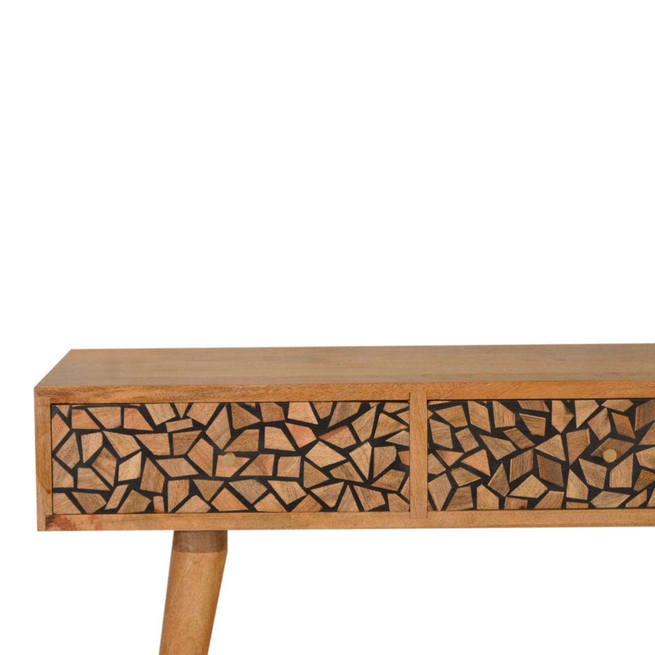 Mid-Century Modern Lisbon Console Table - Solid Mango Wood Hallway Console for Entryway - product view 3 showing...