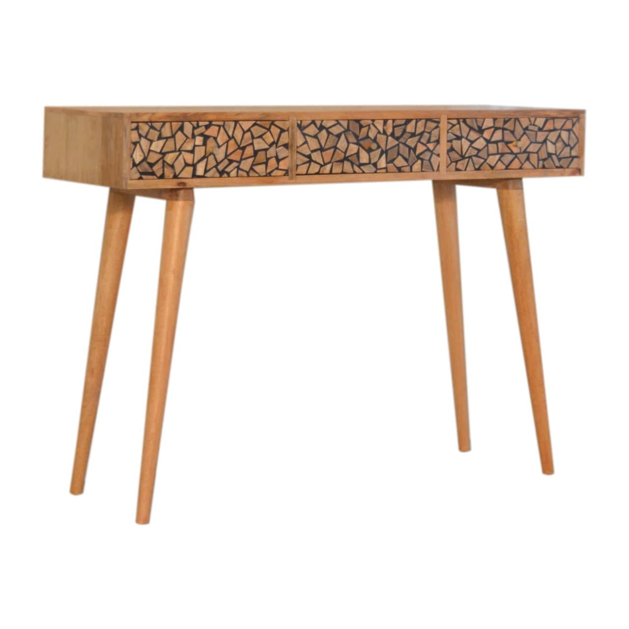 Mid-Century Modern Lisbon Console Table - Solid Mango Wood Hallway Console for Entryway - product view 2 showing...