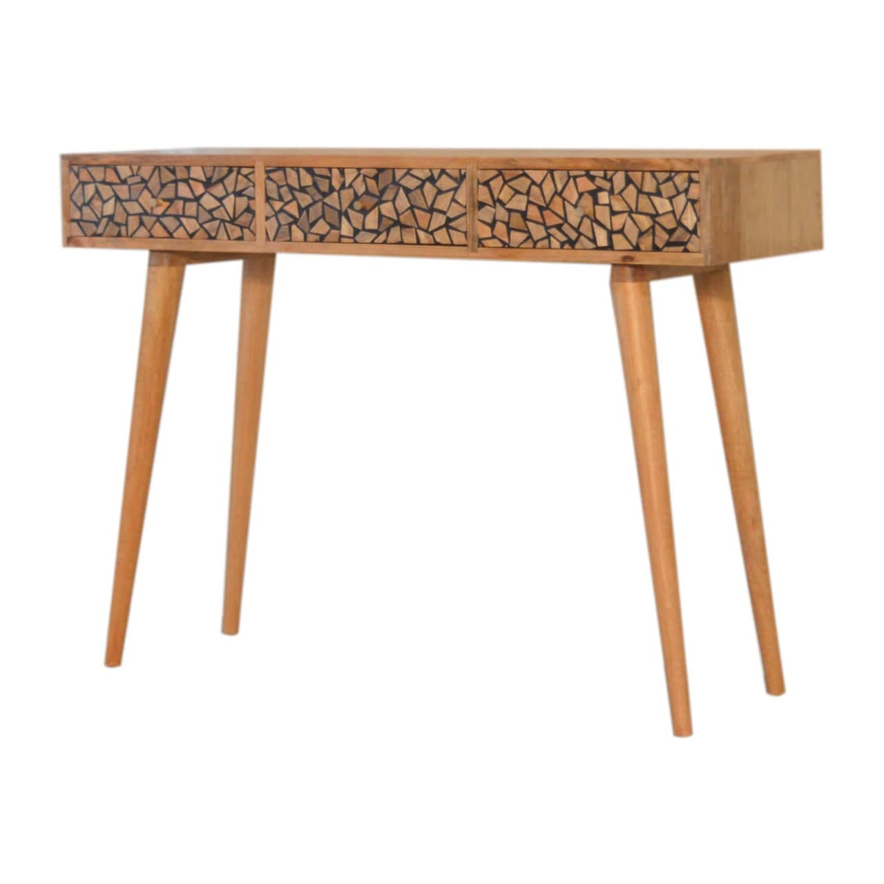 Mid-Century Modern Lisbon Console Table - Solid Mango Wood Hallway Console for Entryway - main view showing handcrafted...
