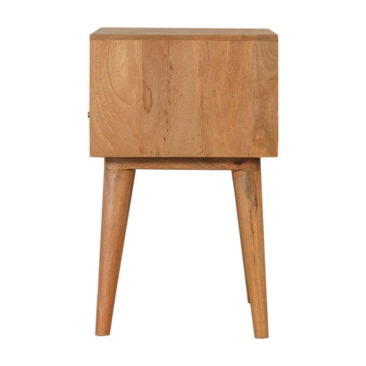 Mid-Century Modern Lisbon Nightstand - Solid Mango Wood Bedside Table for Bedroom - product view 7 showing handcrafted...