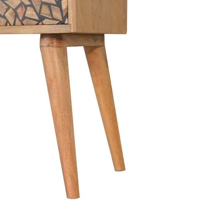 Mid-Century Modern Lisbon Nightstand - Solid Mango Wood Bedside Table for Bedroom - product view 6 showing handcrafted...