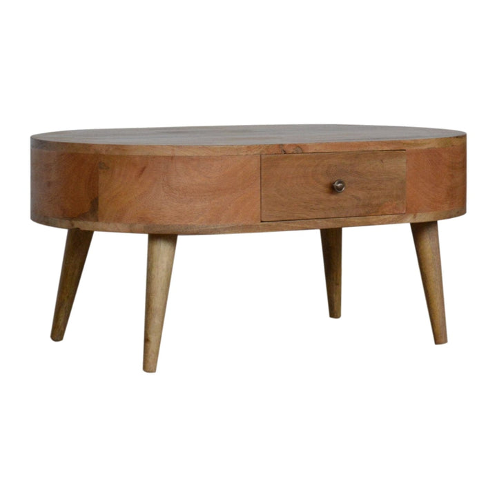 Mid-Century Modern London Coffee Table - Solid Mango Wood Center Table for Living Room - main view showing handcrafted...