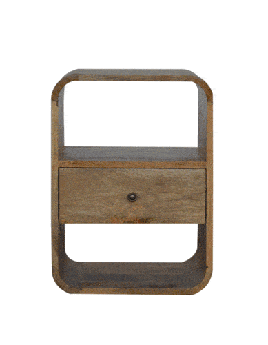 London Nightstand - Solid Mango Wood Bedside Table for Bedroom - product view 9 showing handcrafted solid mango wood...